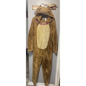 REINDEER / MOOSE zip Front One Piece  Costume Size Adult Large.  Brown Festive